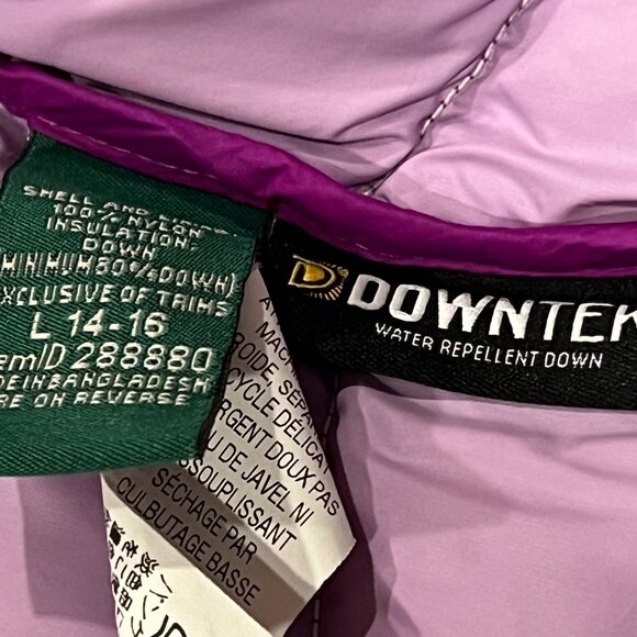 LL Bean Girls Down Puffer Vest, Purple L 14/16 - Picture 5 of 9